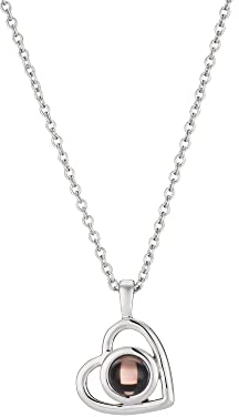 Jeweidea Kette mit Blid Personalisierte Kette mit Foto Projektion Damen Kette mit Gravur für Freundin Mutter Mama Schmuck Muttertagsgeschenke Weihnachtsgeschenke Valentinstag (Silber)