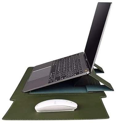 HAPPYA Laptop Bag Cover per MacBook Air PRO Multifunctional iPad Bag Protective Case 13.3 14.1 15.4 16 Pollici MacBook Computer Sleeve (Color : Green, Size : 14.1-15.4 inch)