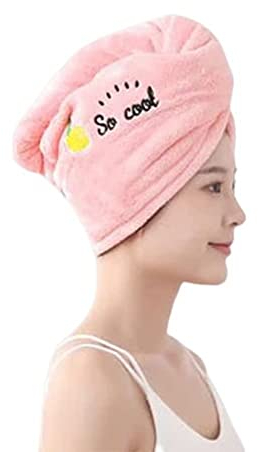 BearHOME Schnell trocknendes Handtuch, Haarturban schnelltrocknend, mikrofaser Haare.haarhandtuch mit knopf, saugstark, Stabiler Halt Rosa, DE02-HT34185-C1114, 65 x 25 cm
