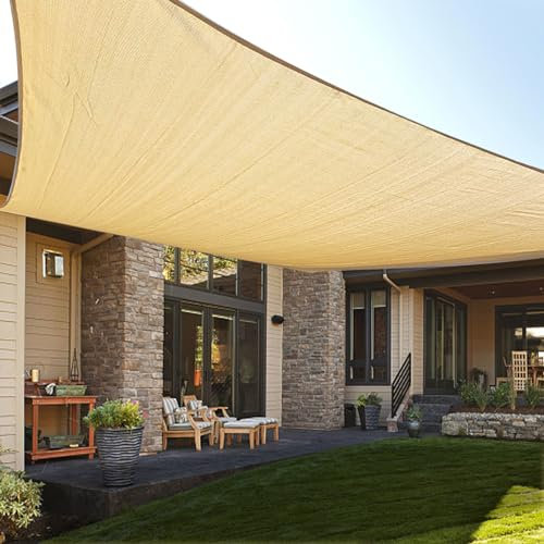 LOVE STORY Voile d'ombrage de 3 x 6 m en Tissu pour terrasse, Jardin, Cour, terrasse, Sable