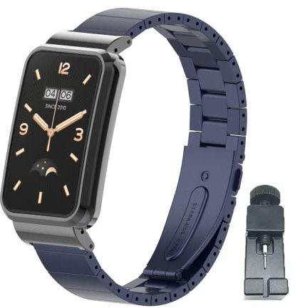 nuosiweilang Pulsera Compatible con Xiaomi Smart Band 7 Pro Correa de metal de acero inoxidable de reemplazo WatchBand Accesorios para Xiaomi Mi Band 7 Pro Smartwatch Azul