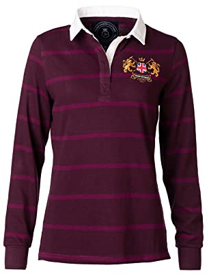 Rydale Ladies Rugby Shirt Women’s Long Sleeve Polo Shirt 100% Cotton Country Embroidered