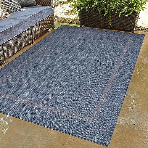 Carpettex Outdoor Teppich Wetterfest 200x300 (200 x 290 cm) Sisal Optik Blau - Ideal für Balkon, Garten, Terrasse und als Küchenteppich - Teppich Waschbar, Flachgewebe, Wasserfest, Pflegeleicht