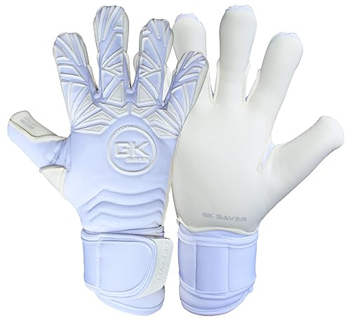 GK Saver Bravo W1 Argo Negative Cut Savefingers Giga Grip Fußball-Torwarthandschuhe, 4 mm, Latex, rutschfeste Fußballhandschuhe (Bravo White YF 7)