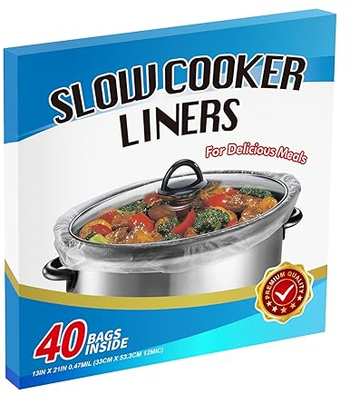 40×Slow Cooker Liners, Large pot Liner Disposable Cooking Bags, Fit 3QT to 8QT for Slow Cooker, pot, Suitable for Oval & Round Pots 13x 21 /Bag