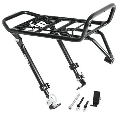 Vincita Front Rack for Bicycle - Cargo Rack for 16-28 Wheels - Spring Clamp & Bungee Hook Anchor - 22 Lb Load Capacity - Ideal for Road, City, Hybrid Bikes & Ebikes.