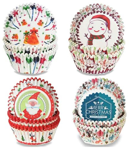 Weihnachts-Spezial! 400 Stück Merry Christmas Papier-Muffinförmchen - Das Must-Have für festliches Backen und Weihnachts-Partys!