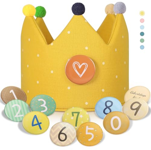 Qetlavee Geburtstagskrone Kinder Jungen Mädchen-Geburtstag aus Musselin mit Zahlen von 0-9，Kinder Partyhüte,Party Deko| für den Kindergeburtstag