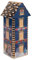 POWERHAUS24 Blechdose New York Christmas House, Weihnachtsdeko oder Aufbewahrung für Plätzchen & Lebkuchen, lebensmittelecht, 9,5 cm x 9,5 cm x 27,5 cm, Weihnachts-Edition mit 2 Rezepten