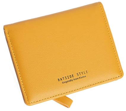 HAIWILL Damen Geldbörse Klein Mini Portemonnaie mit RFID Blockierung, Reißverschlusstasche und 10 Kartenfächern (Gelb)
