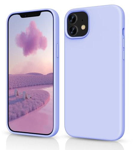 OitiYaa Silicone Case Compatible with iPhone 12/12 Pro Case 6.1 inch, Soft Ultra Slim Protective Shockproof Liquid Silicone Phone Case with Anti-Scratch Microfiber Lining,Lilac Purple