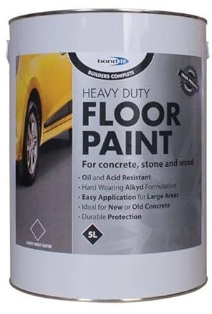 ARA CHOICE Bond It 5 Litre Builders Complete Heavy Duty Floor Paint Brick Red Grey Satin (Grey (Satin))