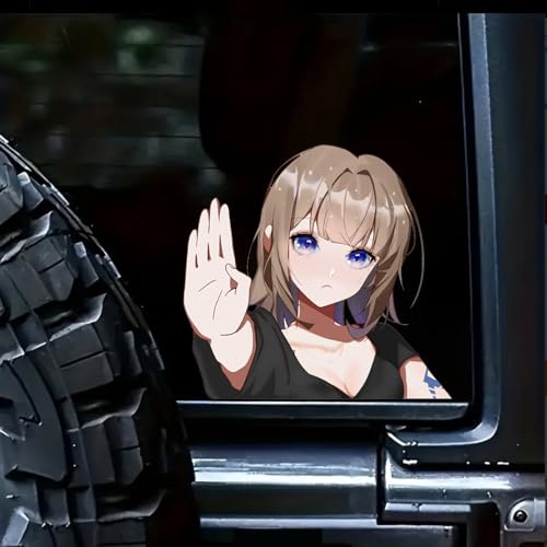 Nouiroy 3D Anime Peeking Aufkleber Anime Peeker Auto Aufkleber für Frauen Doppelseitig Selbstklebend Anime Cartoon Mädchen Aufkleber für Autos Fenster Stoßstangen Computer Laptop (Tattoo Girl, Back
