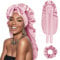 DRESHOW Lange Satin Zopfhaube für Damen Seidenhaube zum Schlafen Schlafmütze mit Elastischem Band Nachtmütze für Lange Lockiges Haar Locs