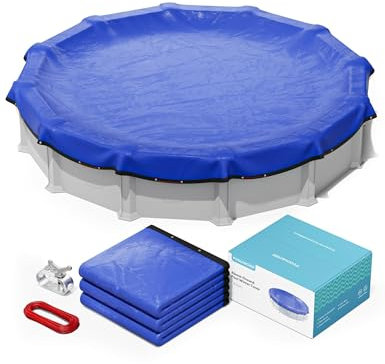 POOLHACKER 2025 Upgrade 28 ft Round Winter Pool Cover - 28ft Round Above Ground, 4 Foot Overlap Extra Thick 420D Pool Cover with Pulley and Cable