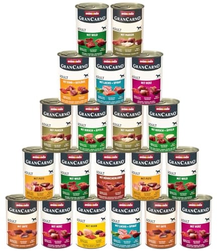 Animonda GranCarno 20x 400g Mix | garantiert 10 Sorten enthalten | Getreidefreies Hundefutter, Nassfutter