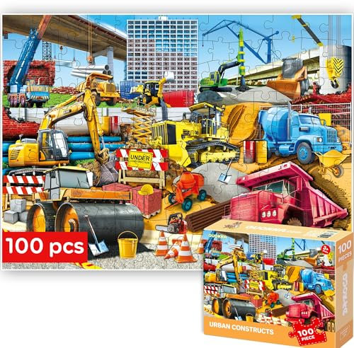 QUOKKA Puzzle 100 Teile Kinder - Solo Puzzle ab 4 5 6 Jahre Für Mädchen und Jungen - Spielzeug zum Lernen von Autos - Spiele Geschenk für Mädchen und Jungen 7 8 9