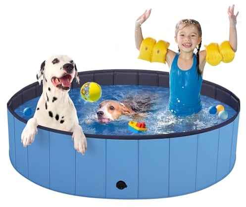 YOONIA Piscina per Cani Pieghevole Piscina per Cani Piccoli Bagno per Cani Gatti Pieghevole Antiscivolo per Animali in PVC da Esterno Interno Blu 80 x 20 cm