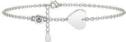 XXTONE Bracciale fotografico personalizzato per le donne Bracciali di proiezione fotografica personalizzati Bracciale fotografico a cerchio con immagine all'interno Regali di gioielli (argento-1)