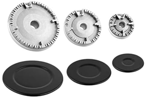 Doxiuyo Ensemble de Remplacement Universel pour 3 Capuchons de Brûleur de Cuisinière à Gaz et Têtes de Brûleur, Comme Illustré, Adapté à la Plupart des Brûleurs de Cuisinière à Gaz.