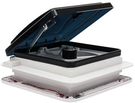 CLEADONG Roof Vent Fan, 12V 5W Universal RV Camper Van Motorhome Caravan Skylight with 4 LED and 6 Speed Gears, Manually Operated Roof Vent for RV Motorhome, White, Black