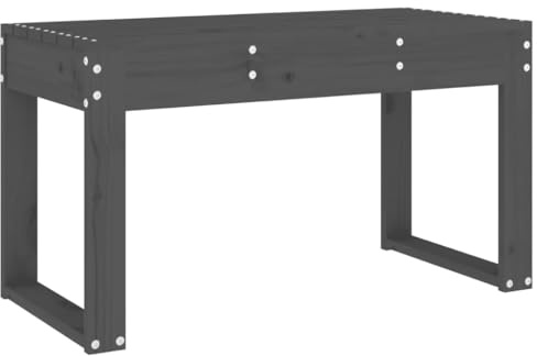 Makastle Gartenbank wetterfest Holzbank Sitzfläche Sitzbank ohne Rückenlehne Outdoor Hockerbank Parkbank Gartenmöbel für Innen und Außen, Grau 80x38x45 cm Massivholz Kiefer
