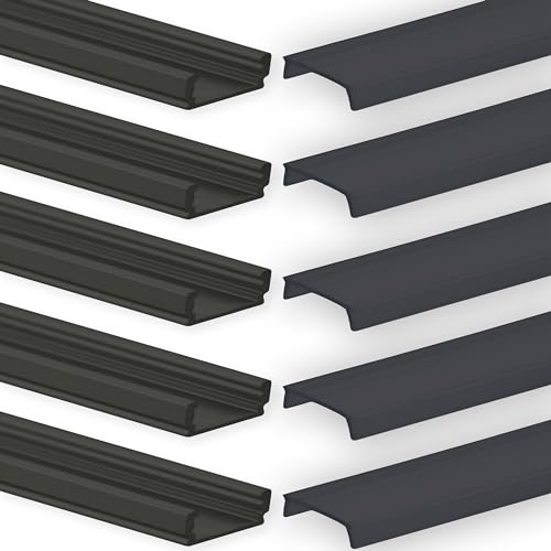 INNOVATE 5 x 2m LED Schiene Aluminium Profil - Aluprofil für LED Stripes/Streifen - LED Kanal - ALU Leiste - 2000mm x 17mm x 7mm (Alu Profil schwarz inkl. schwarzer Abdeckung für LED Stripe