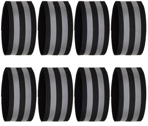 Donluhu Fahrrad Hosenklammer [8er/Set,40x5cm], Schwarz Fahrrad Hosenschutz mit Reflektierende Bänder, Hosenband Hosenclip Fahrrad, Reflektorband für Joggen Outdoor Wandern