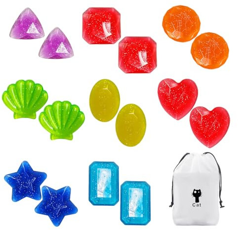 16Pcs Colorful Gems, 1Pcs Storage Bag, Diving Gem Toys, Kids Swimming Gem Set, Sinking Diving Gems, Glowing Gems, Swimming And Diving Toys