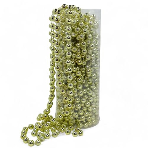 MIJOMA Perlengirlande – Elegante Perlenband, Perlenkette & Dekorative Perlenschnur | Stilvolle Tischdekoration, Weihnachten, Advent, Hochzeit | 8mm Deko-Perlen, 10 Meter (Schneeminze)