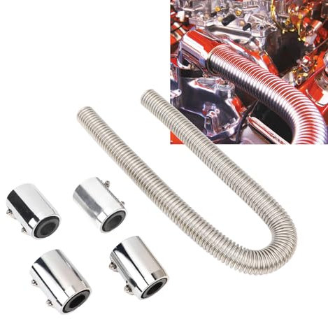 Aladeno Edelstahl-Kühlmittelkühlerschlauch, 91,4 cm, universelles flexibles Wasserschlauch-Set, Metall-Wärmeableitungsschlauch-Set für 1 1/4 Zoll, 1 1/2 Zoll, 1 3/4 Zoll, 1 5/8 (Silber)