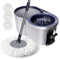 Masthome Wischmopp Set mit Eimer, 2-in-1 Putzeimer mit Wischmop,Extra 3 Mikrofaser-Pads,Wischer mit Auswringfunktion mit Verstellbarer Edelstahlstiel,Bodenwischer Set für Laminat, Fliesen