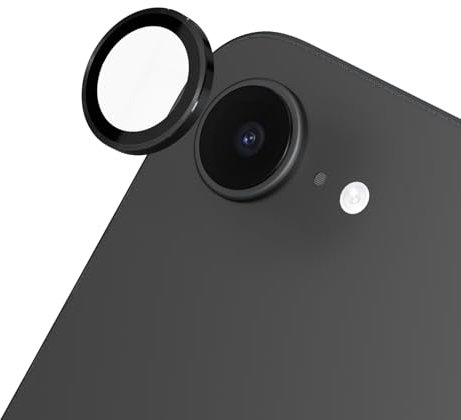 RhinoShield Protection d'objectif en verre trempé 9H compatible avec [iPhone 16e] | Résistance aux chocs et aux rayures, haute clarté, protection anti-éclats, technologie anti-buée - Noir