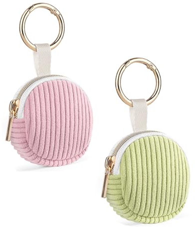 2 Mini Bolsa para Joyas Joyero Viaje Pequeño para Mujeres Niñas Cajitas Regalo Pequeñas Navidad Cumpleaños Aniversario Bolso de Pana Organizadora Pendientes Anillos Cadenas 5,6*5,9*2,1cm(Rosa&Verde)