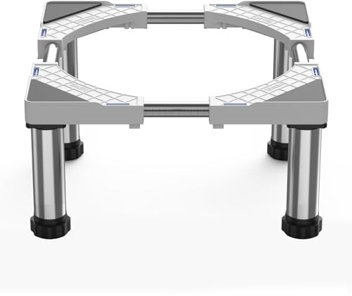 DEWEL Fridge Stand Height 23-26cm, Adjustable Refrigerator Base for Dishwasher, Freezer, Kitchen Cabinet and Static Household Appliances 43-67CM with 4 Sturdy Feet, White