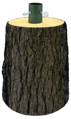 MA MAISON Base Supporto per Albero di Natale – Effetto Tronco Realistico, in PVC, Gancio Metallo, Supporto per Alberi, Decorazioni - Kit di Fissaggio (Tronco Naturale 35xh45 cm Alberi 210/240cm)