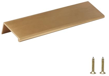 Rergy 10 Stück Schrankgriffe Versteckte Möbelgriffe Champagner Gold 128mm Löcherabstand, Versteckte Griffe für Küchenschränke, Schlafzimmer, Wohnzimmer Griffleiste