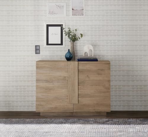 AQA DESIGN accessori casa credenza, completamente realizzato in melaminico antigraffio colore rovere miele, nr2 ante, nr6 ripiani interni, portata - Marrone - 120x44x90 cm