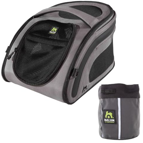 Maelson Snuggle Kennel anthrazit 48 cm + Treatee Mag Pouch - Transportbox und Leckerli-Tasche für Hunde