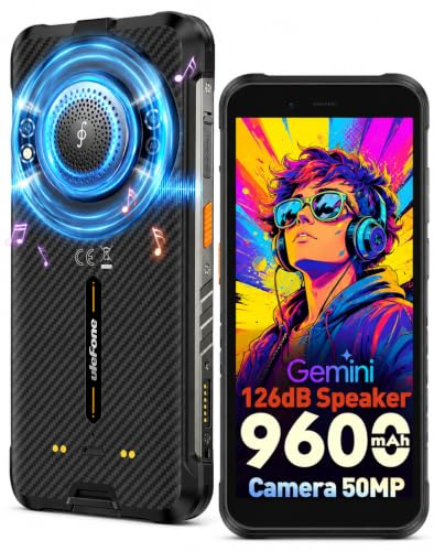 RUGKING Rugged Smartphone 2026, 16GB+128GB/SD-2TB AI Smarthone, 5,99, IP68/IP69K, 9600mAh Telefono Indistruttibile, 126dB Altoparlante, Fotocamera AI 50MP, Android 15, 4G Dual SIM, connettore uSmart