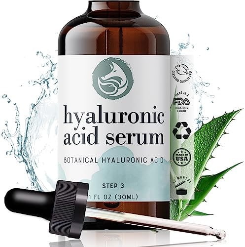 Hyaluronsäure Serum hochdosiert - Hyaluron Serum Naturkosmetik, Gesichtspflege & Anti-Aging Gesichtsserum - Anti-Falten Tagespflege mit Vitamin C & D, Jojobaöl, & Grüner Tee Extrakt - Foxbrim 30ml