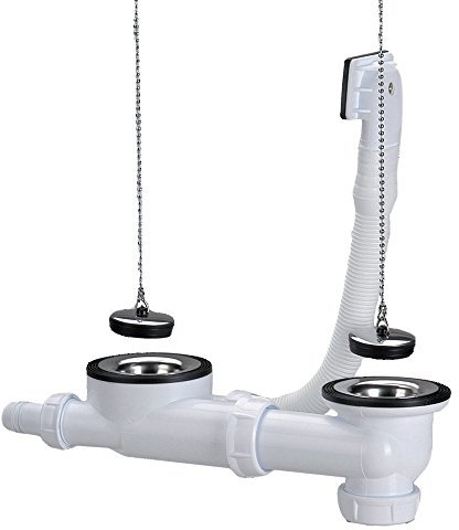 Vidage complet Ø70 avec siphon évier inox 2 cuves
