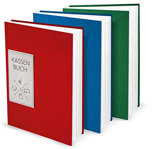 Logbuch-Verlag 3 große DIN A4 Kassenbücher rot blau grün nach den Vorschriften ordnungsgemäßer Buchhaltung Einnahmen Ausgaben Buch