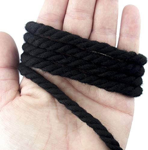 HAND® schwarzes Seil Trim für Bekleidung, Zubehör und weich Ausstattung Verzierung - 8 mm Durchmesser - 3 Meter