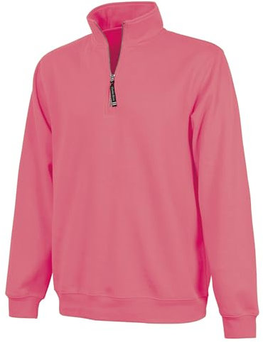 Charles River Apparel Sudadera con Cremallera de un Cuarto para Hombre, Talla Normal y Grande, Rosado, Medium