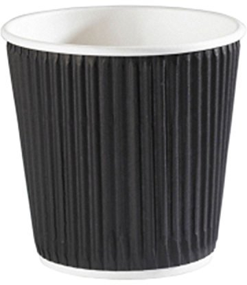 We Can Source It Ltd - 100 x Black 4oz Ripple 3 Ply Insulated Paper Cups for Tea Coffee Espresso Hot Drinks - Fully Recyclable When Sent to The Correct UK Based Recycling Centres!
