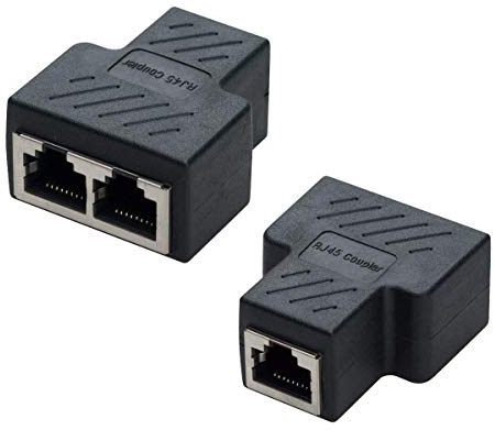 RJ45 Splitter Adapter Buchse, Covvy RJ45 Splitter Adapter 1 bis 2 Dual Female Port Cat 5/Cat 6 LAN Netzwerk Ethernet Splitter Connector (2 Pcs, Schwarz)