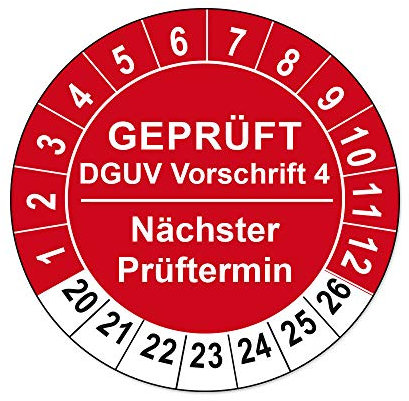 Prüfplaketten DGUV Vorschrift 3 und 4 Folienaufkleber auf Rolle (DGUV Vorschrift 4, Rot, 100)