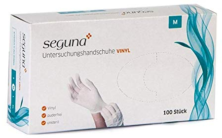 SEGUNA Einweghandschuhe Vinyl, 100 Stück, Gr. S, M, L, XL, latexfrei, puderfrei, Vinyl Handschuhe, Einmalhandschuhe