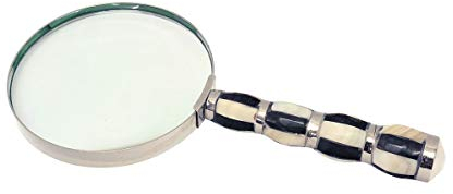 Lupe Leselupe Vergrößerungsglas Antik Stil Perlmutt Optik vernickelt (8656)